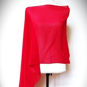 EILEEN FISHER Sheer Silk Georgette Wrap Boxy Fit Knee Length in  Red